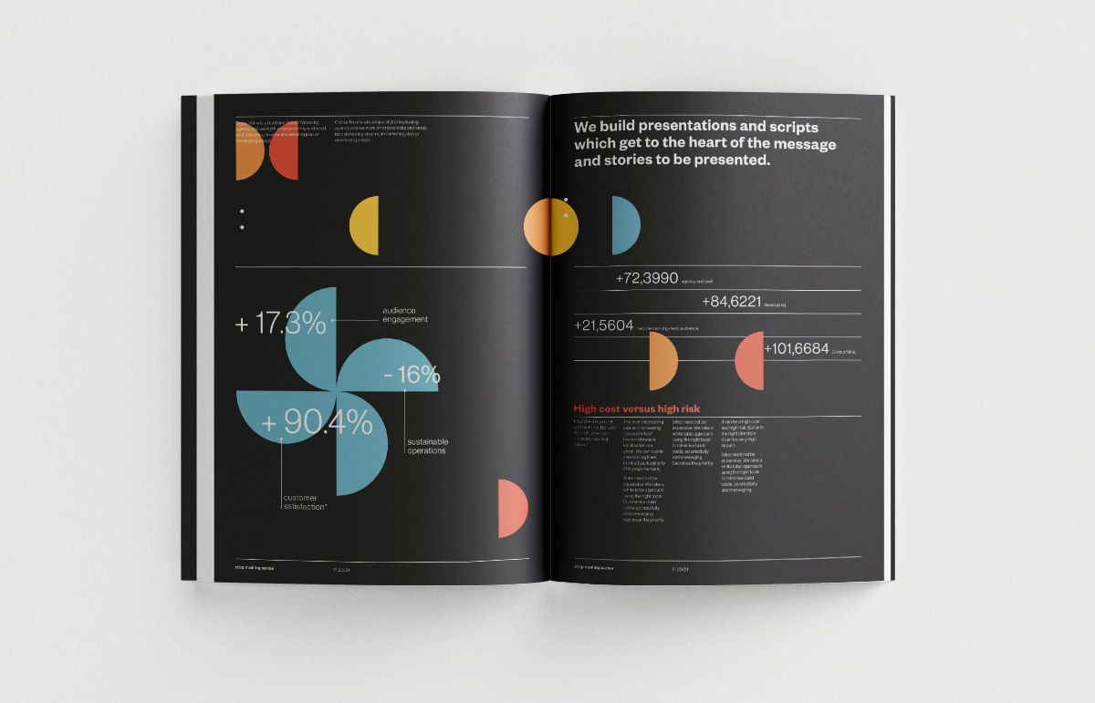 Layout design for promotional book created for Colour Nine, a digital marketing agency in London.