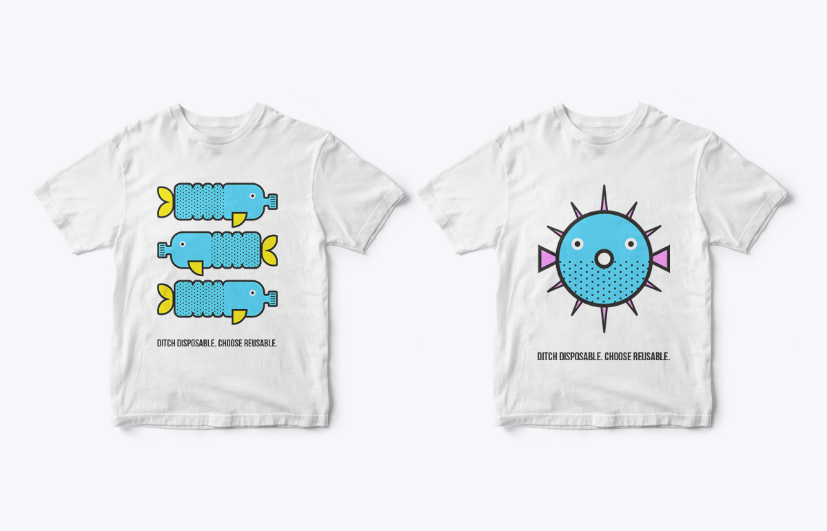 T-shirt design, including stylised graphic illustrations, for South London company, Ahoyhoy!